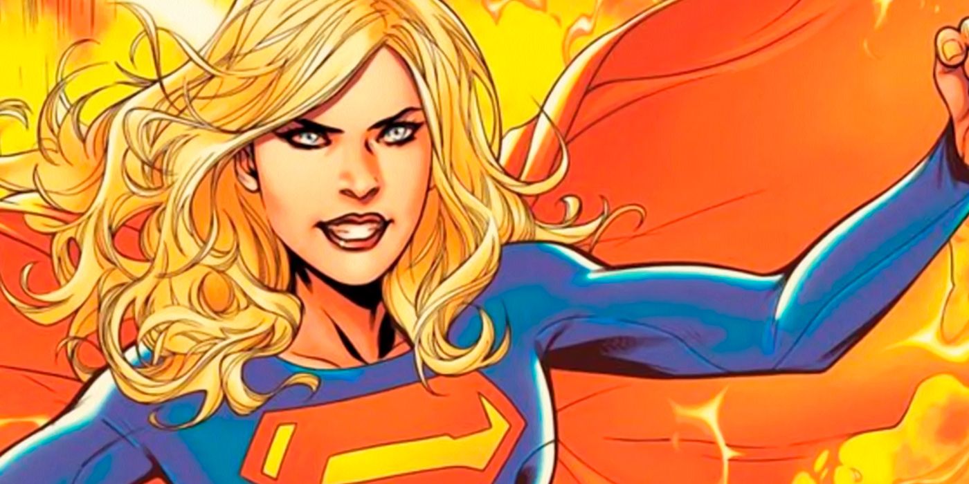 Supergirl smiles and flies in DC Comics