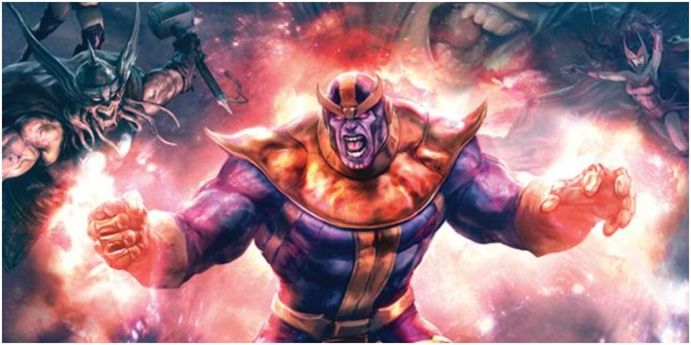 Thanos screaming in Marvel Comics
