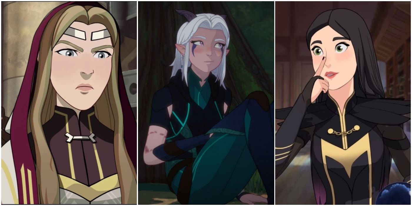 The Dragon Prince best female characters Opeli Rayla and Claudia