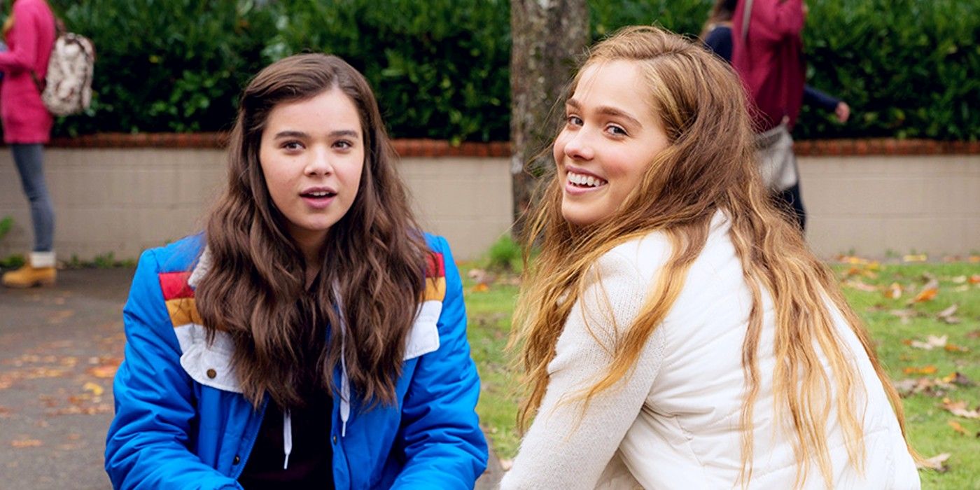Hailee Steinfeld and Hailey Lu Richardson laugh mid-conversation in The Edge of Seventeen