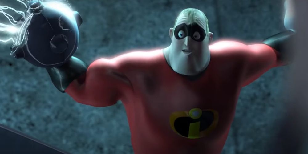 Mr. Incredible Bob Parr forced to listen as his family is attacked in The Incredibles movie