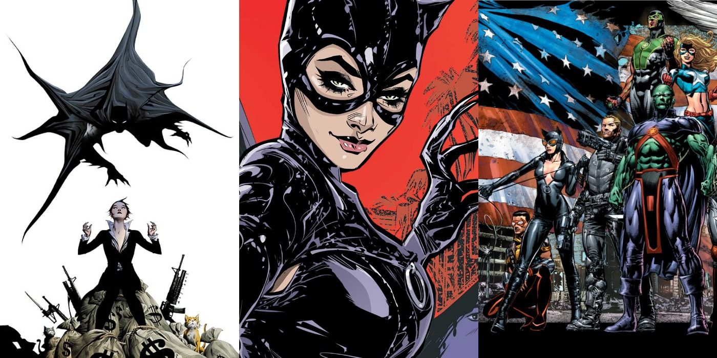 Times Catwoman Was a Threat Split Featured Crime Lord Catwoman under Batman, Catwoman, and Catwoman on the Justice League of America
