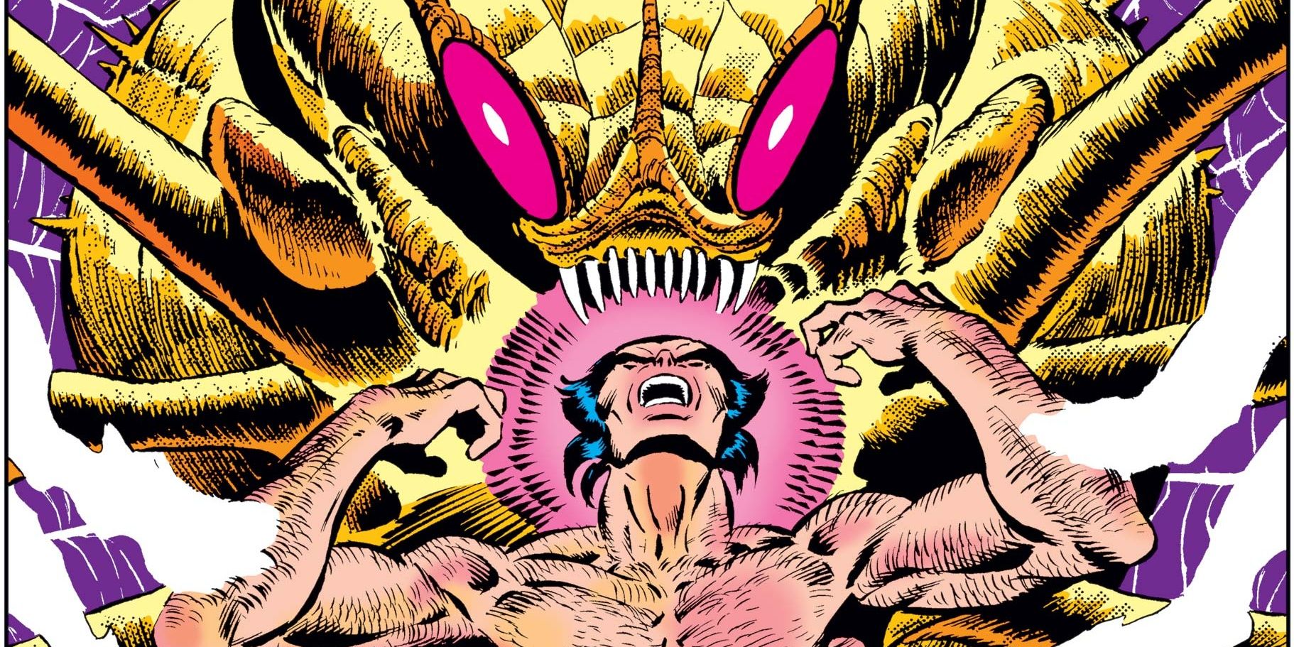Wolverine versus a member of the alien Brood in Marvel Comics