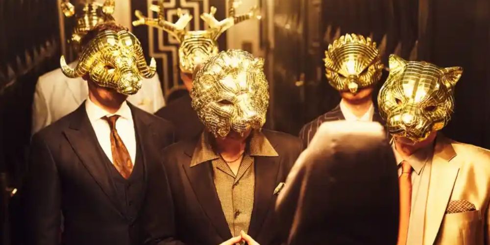 The VIPs in their animal masks from Squid Game