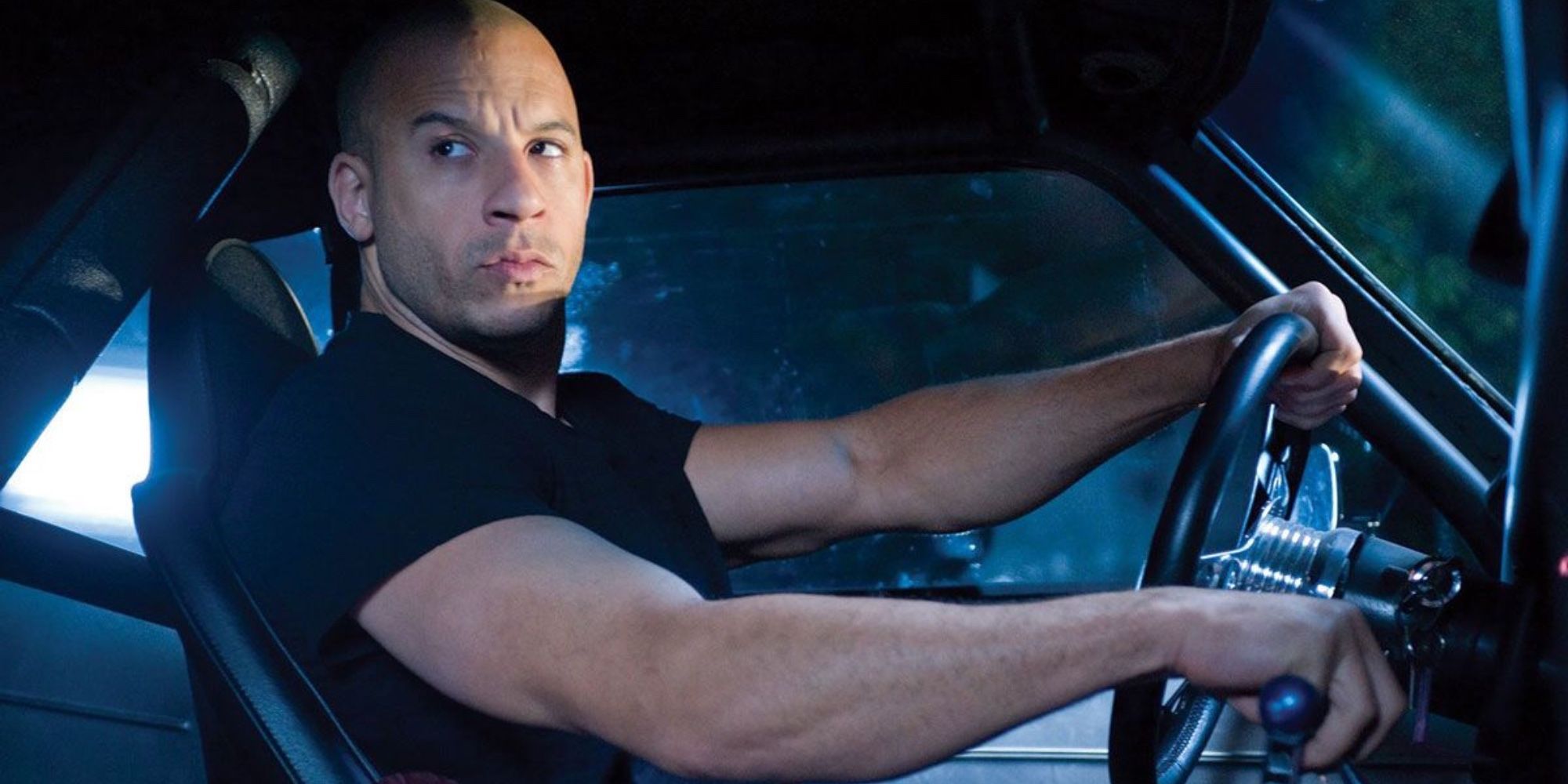 Dom Toretto behind the wheel in Fast and Furious