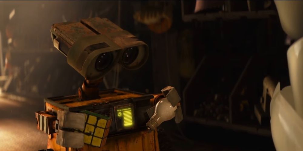WALL-E begins destroying his own possessions in WALL-E movie