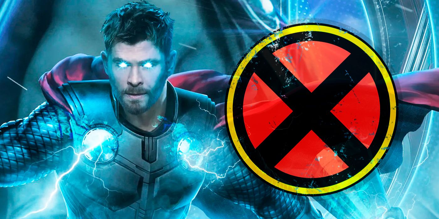 Thor alongside the X-Men logo