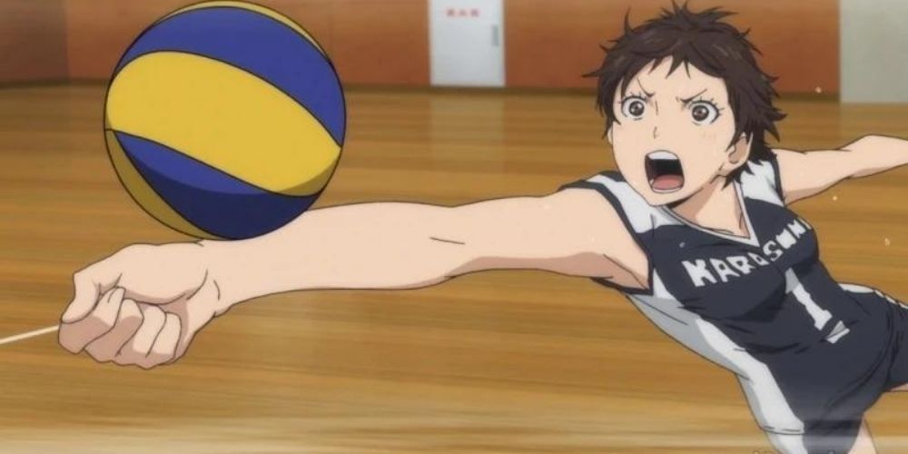 Yui sauve une balle en Haikyu