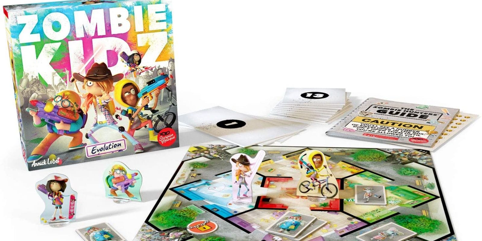Zombie Kidz Evolution Board Game Components In The Box And Cover Artwork
