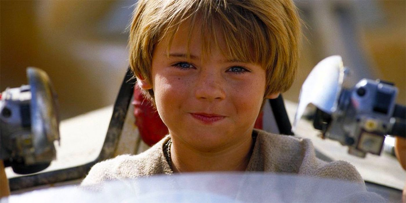 Young Anakin Skywalker smiling in The Phantom Menace