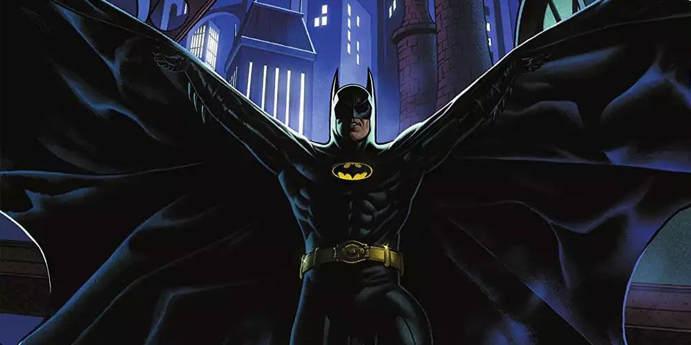 Batman spreads his cape and poses on the Batman '89 #1 cover by DC Comics