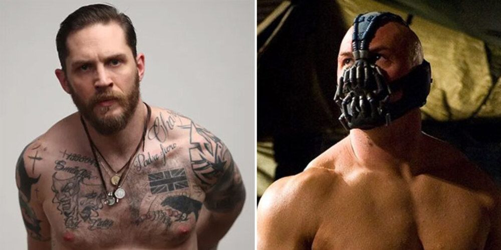 Tom Hardy's Tattoos versus Tattooless Bane