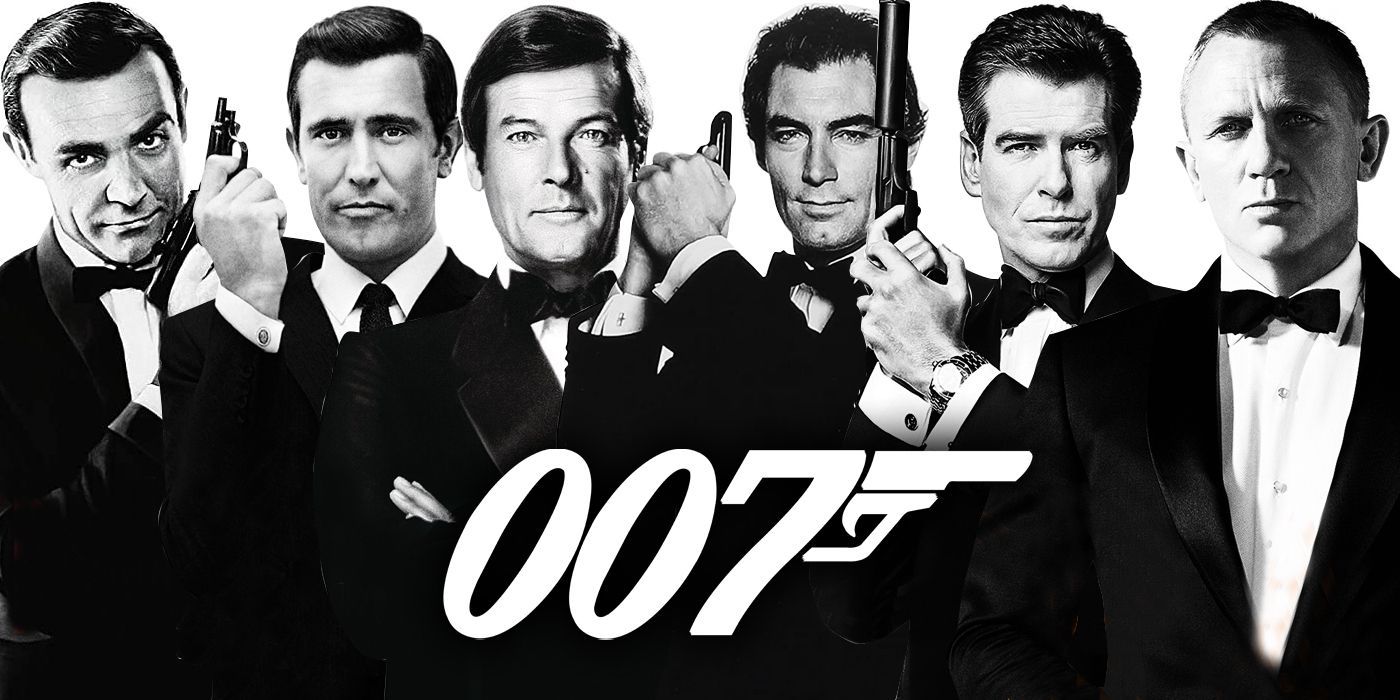 Every James Bond actor together in black and white.