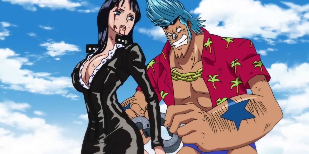 Franky uncuffs Robin in One Piece's Enies Lobby