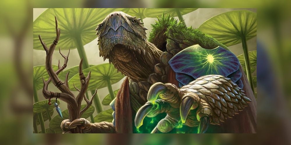 Archelos, Lagoon Mystic card art from Magic the Gathering, a Tortle from Dnd.