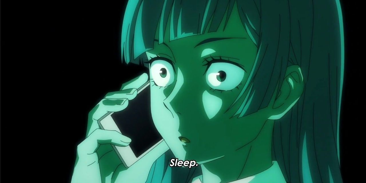 Toge uses his cursed technique over the phone to command Miwa to sleep.