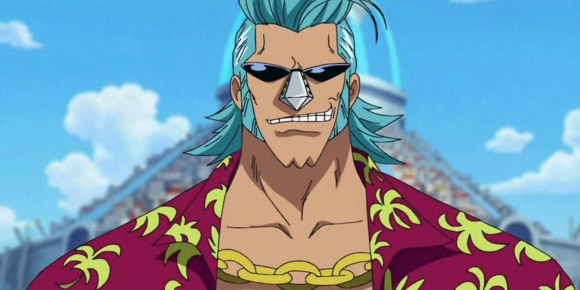 Franky, standing in front of Water 7 in One Piece.