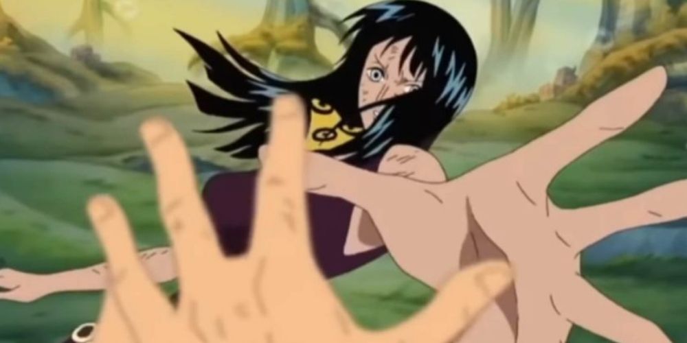 Straw Hat Luffy Reaching for Robin before Kuma Made Her Disappear from One Piece
