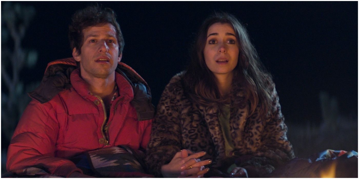 Samberg and Milioti are shocked in Palm Springs