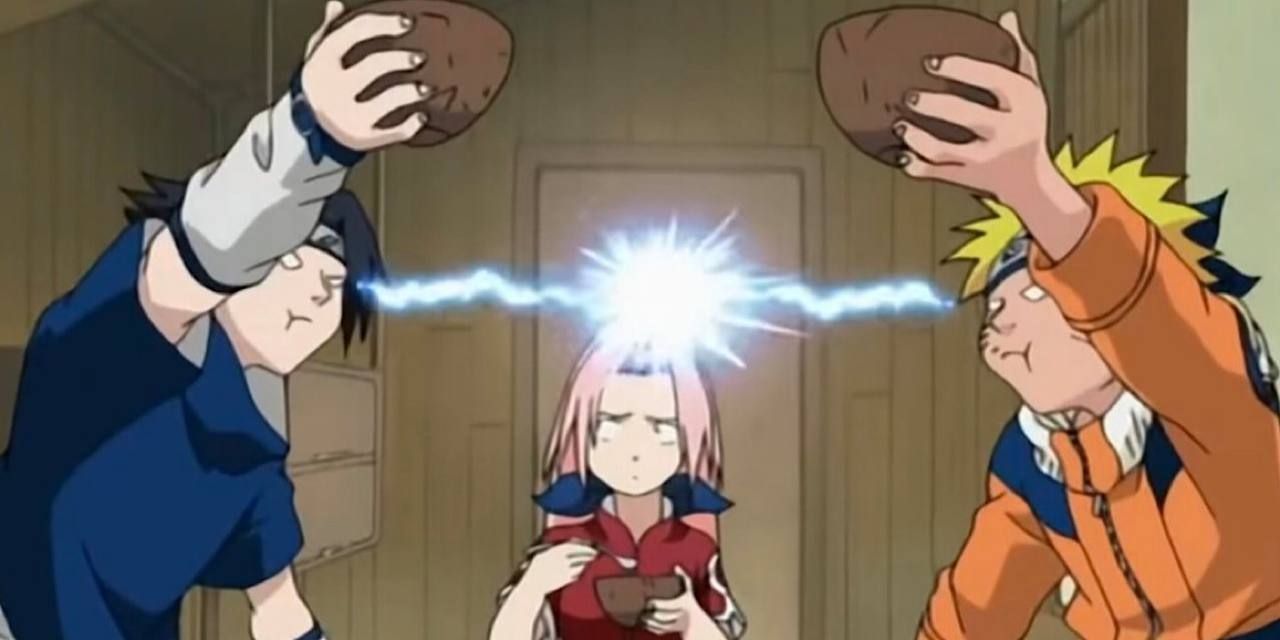 Naruto and Sasuke competing overr who can eat more and faster