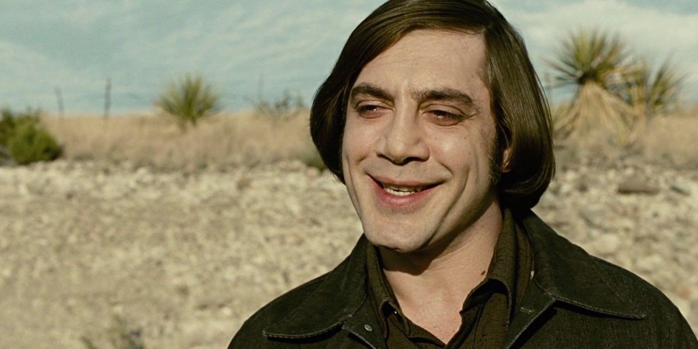 Anton Chigurh smiles like a paratrooper in 