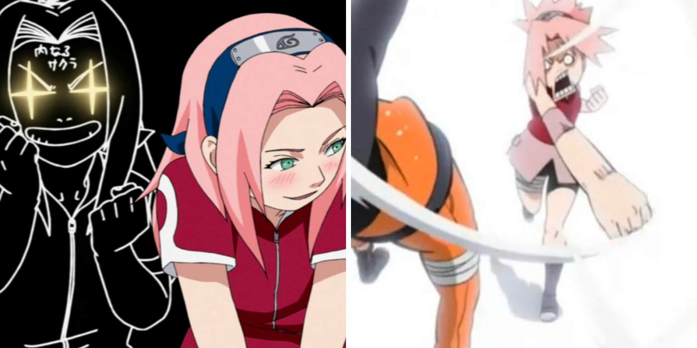 Sakura being evil & punching Naruto