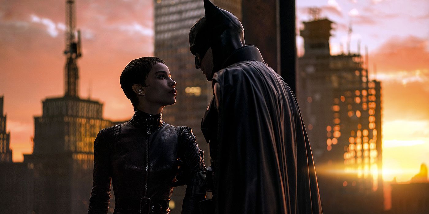 Zoe Kravitz as Selina Kyle and Robert Pattinson as Batman inThe Batman
