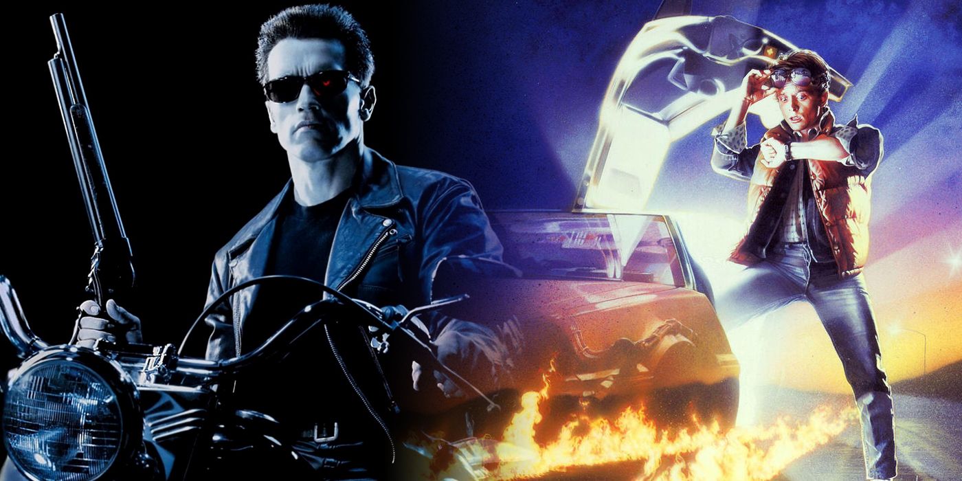 A split image of the posters for Terminator 2: Judgment Day and Back to the Future