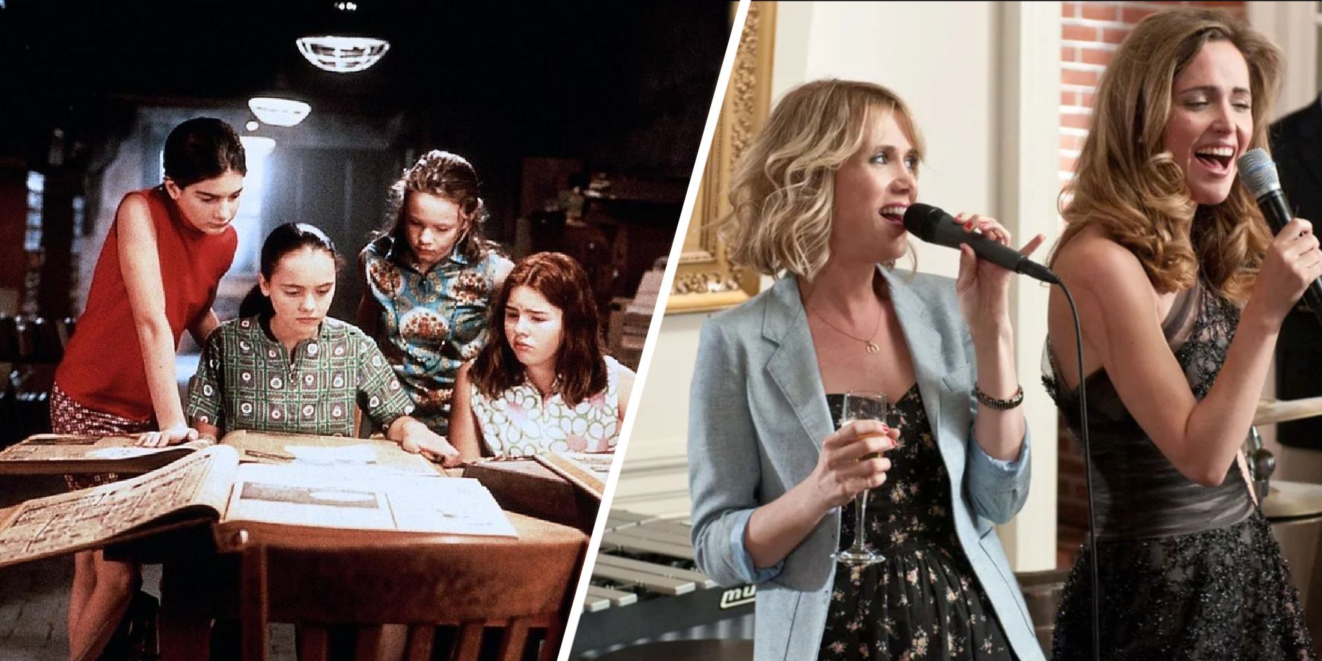 The girls research the town in Now and Then. Annie sings karaoke in Bridesmaids