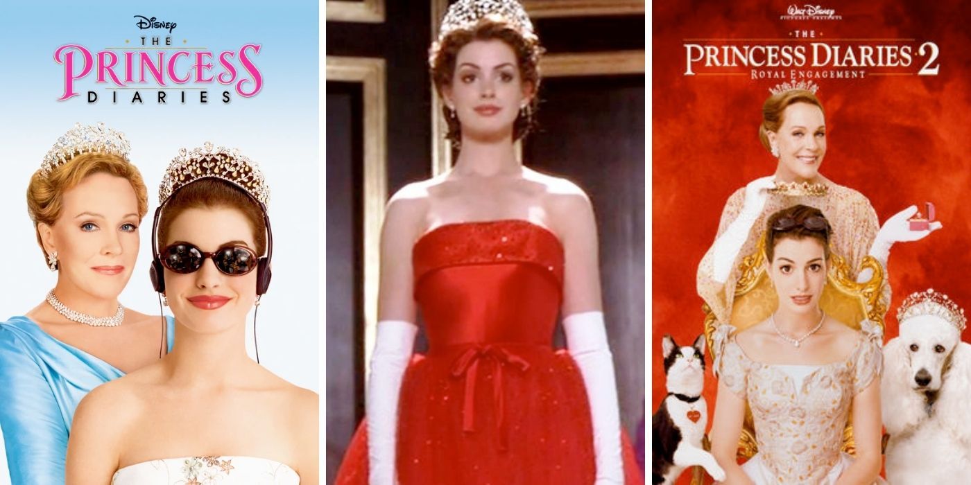 Images feature the movie visuals for The Princess Diaries 1 and 2 and Mia Thermopolis being crowned Queen of Genovia