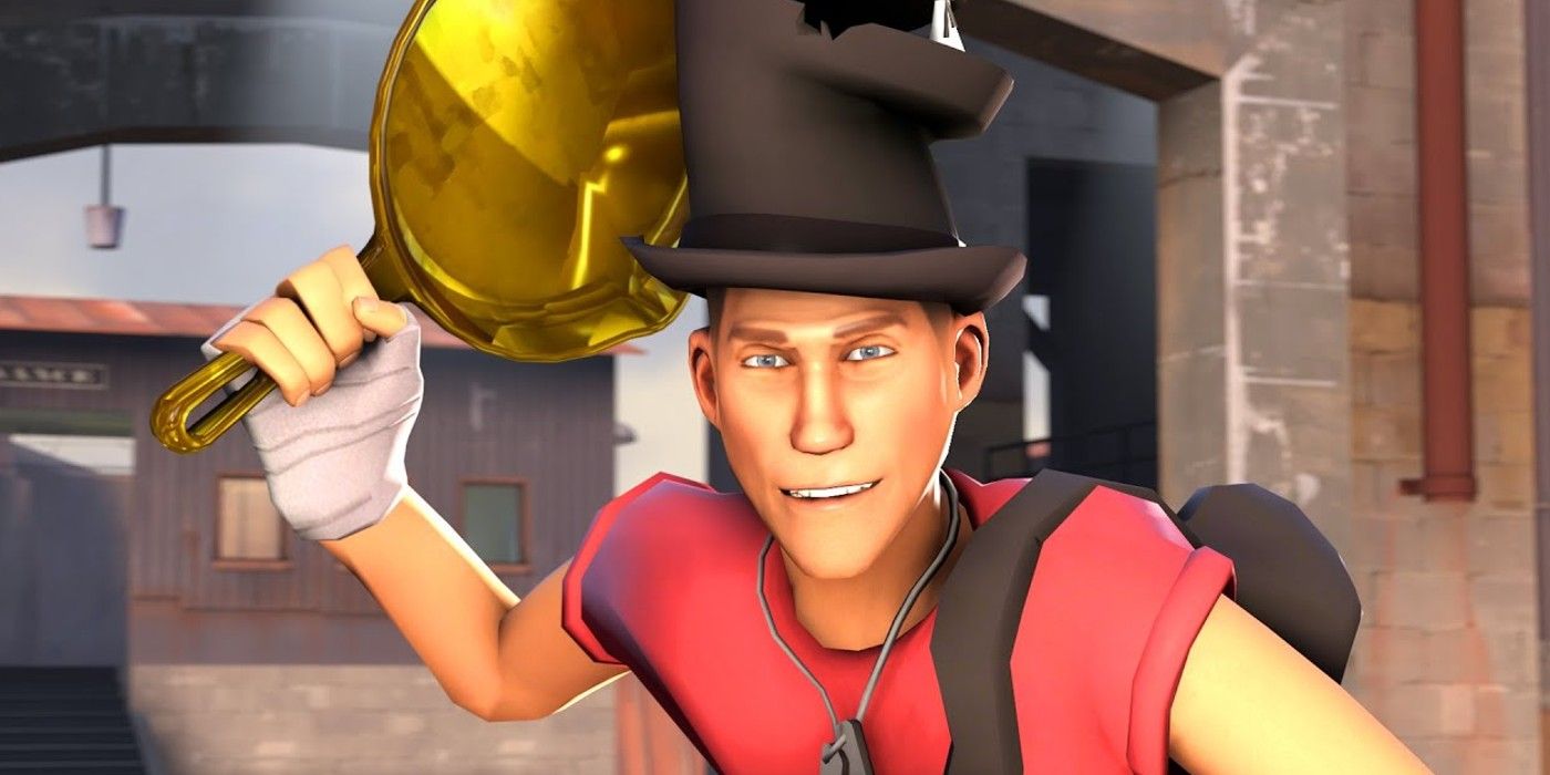 A Gibus Scout Wields The Golden Frying Pan In Team Fortress 2