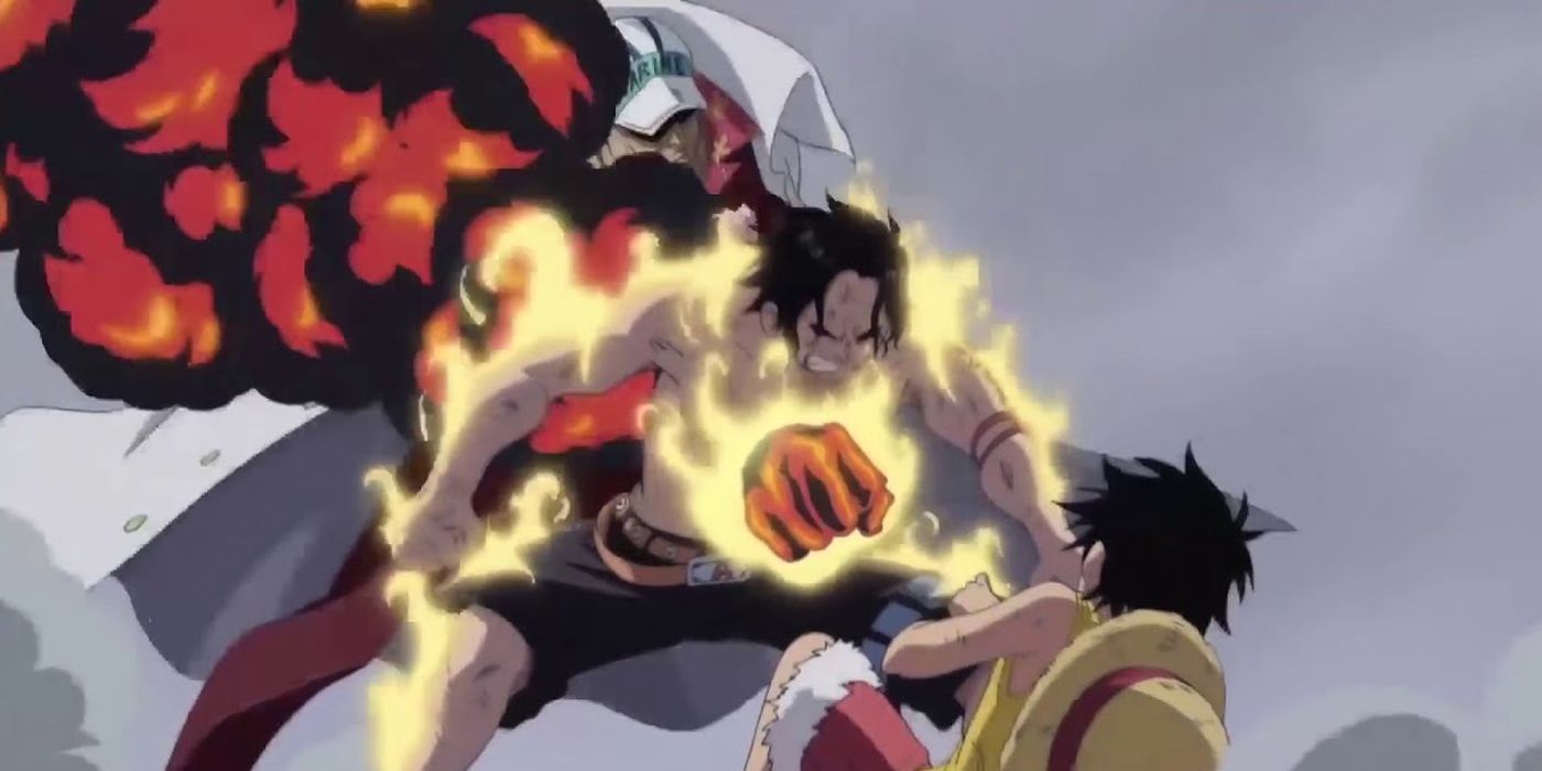 Akainu killing Ace in One Piece.