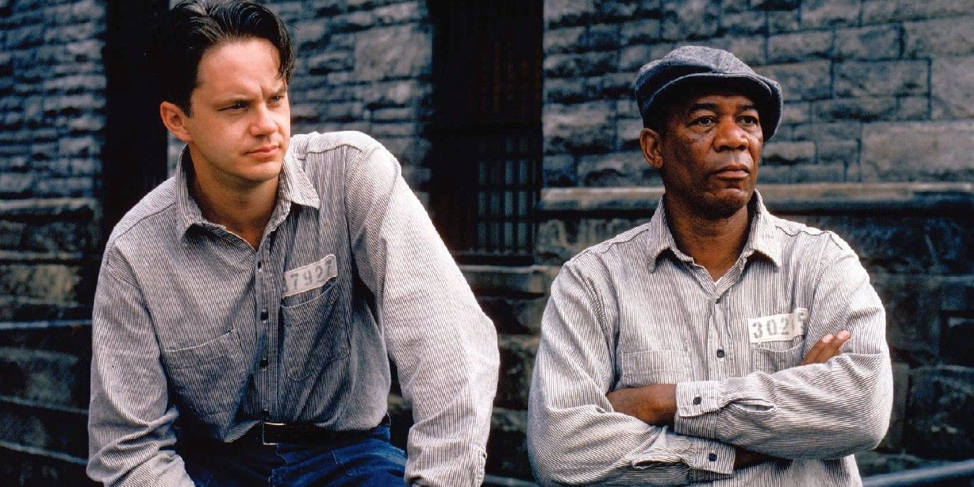 Andy and Red watch the others in The Shawshank Redemption