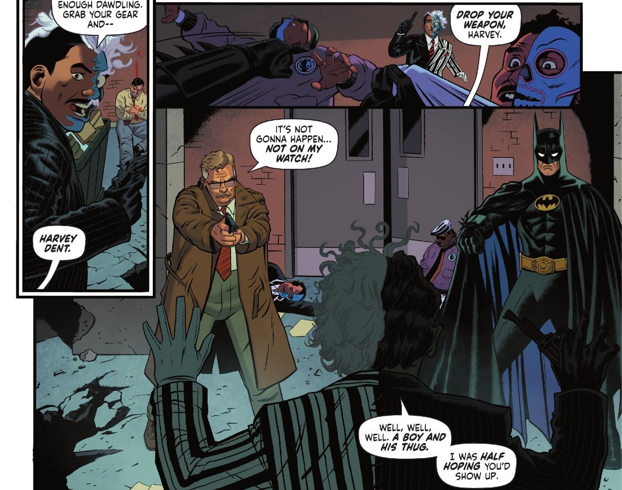 Batman and Gordon corners Harvey Dent in Batman '89 #5 