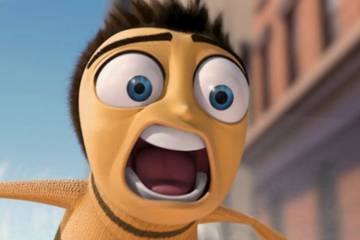 Bee Movie's Barry B Benson screaming and flying