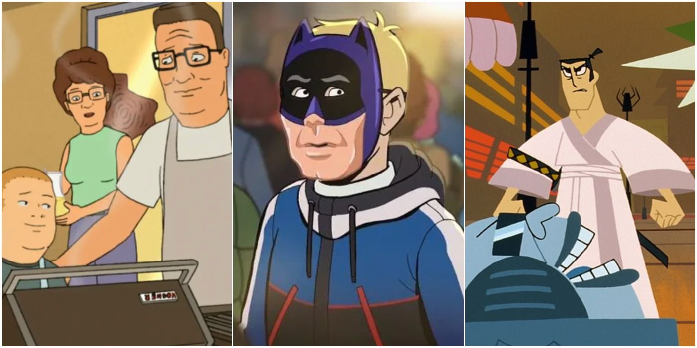 Best Animated Series 2000s King Of The Hill The Venture Bros Samurai Jack Trio Header