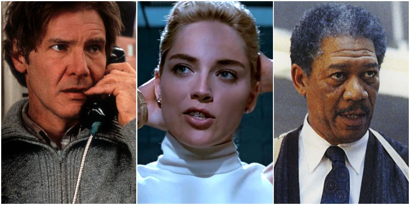 Best Thrillers of the 90s Feature Image. Seven, The Fugitive, Basic Instinct