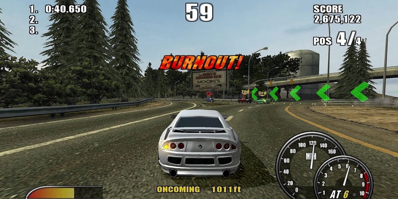 Racing in last place in Burnout 2: Point of Impact