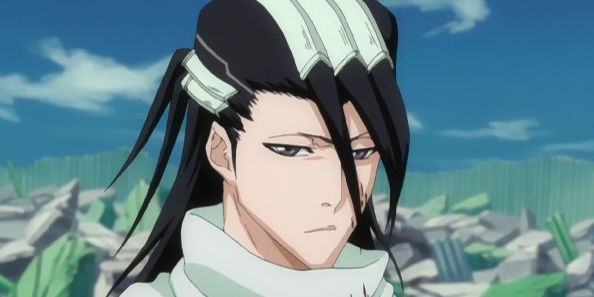 Byakuya Kuchiki in rubble in Bleach.