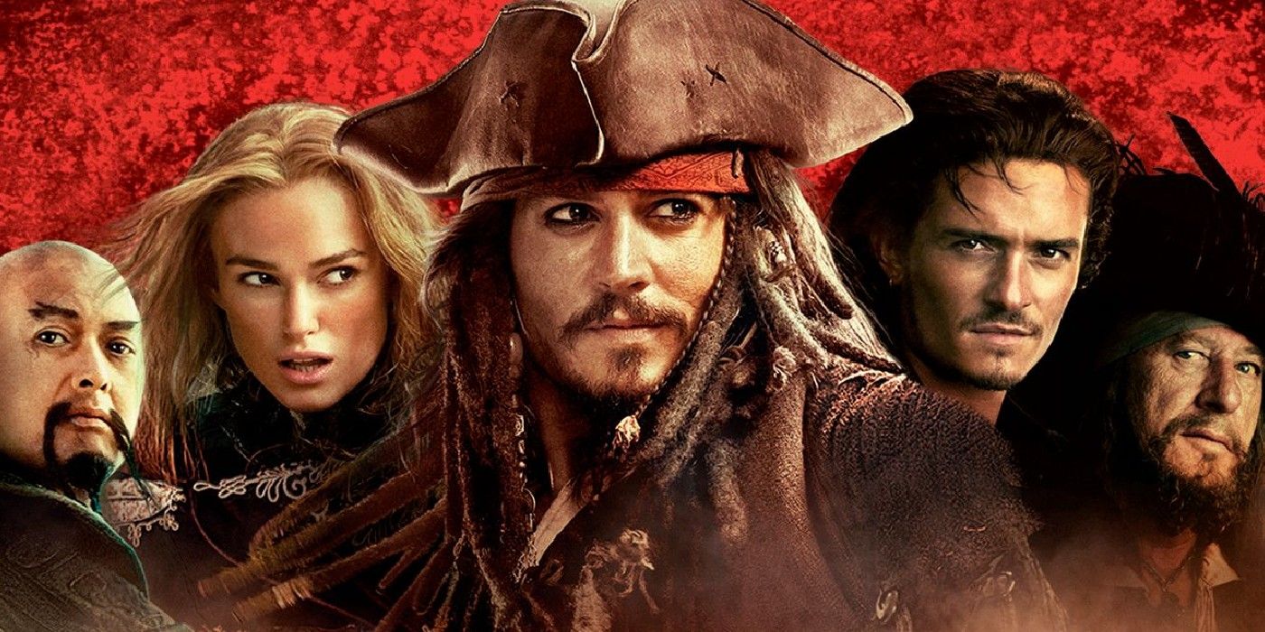 Capitão Jack Sparrow lidera os piratas de Piratas do Caribe no Fim do Mundo