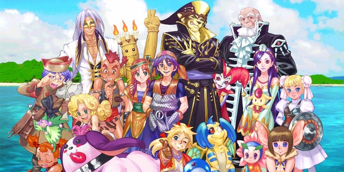 Promotional image for Chrono Cross: The Radical Dreamers Edition, depicting some of the key characters.