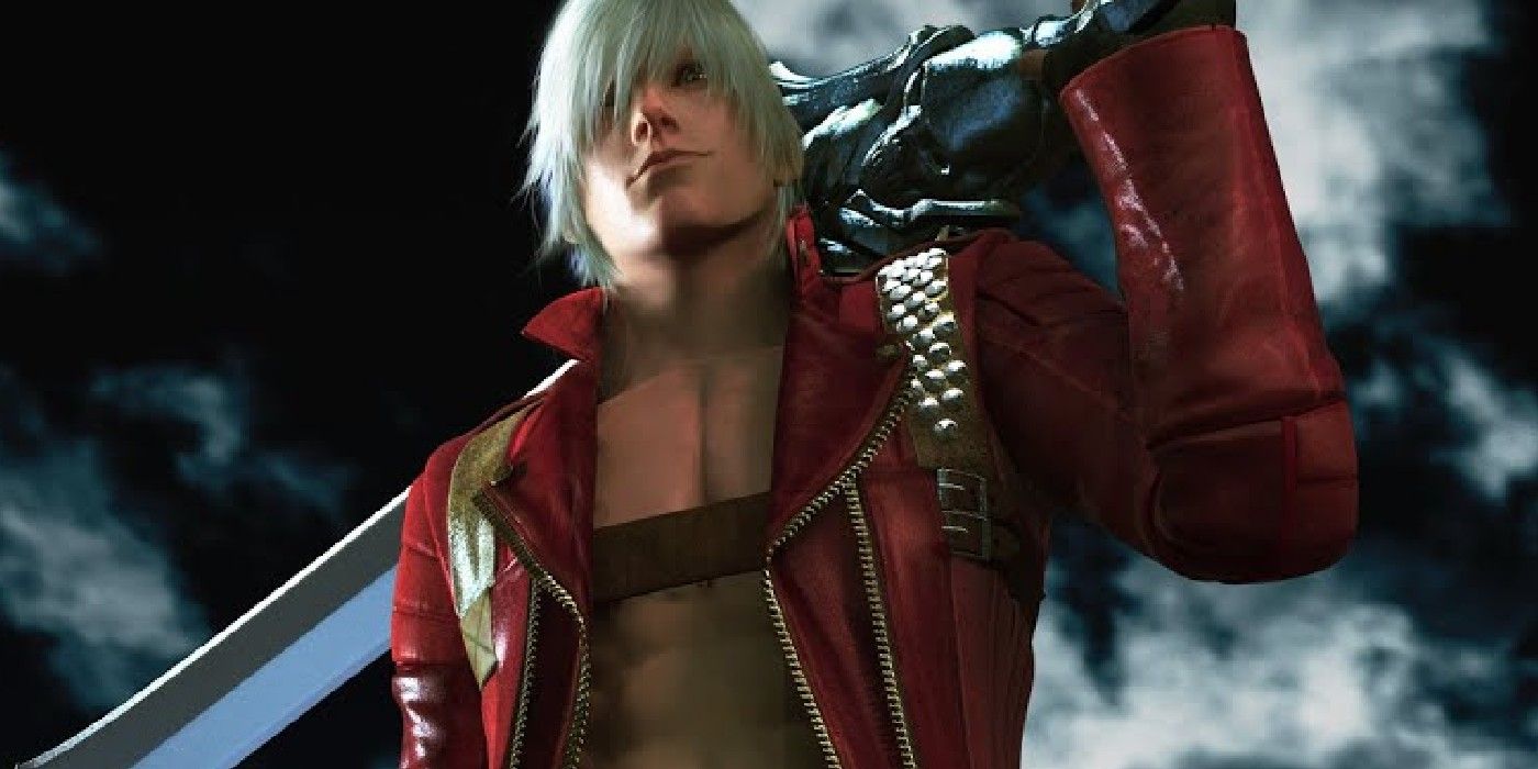 Dante strikes a pose with his sword in Devil May Cry 3
