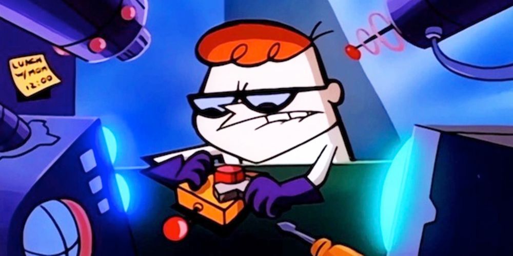 Dexter working on an invention in the Dexter's Lab cartoon series