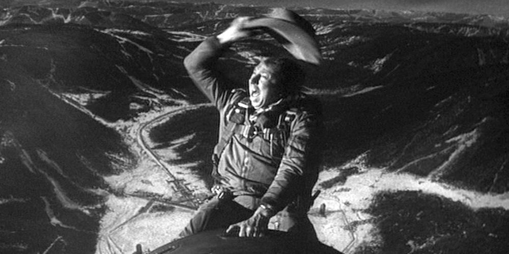 The famous 'riding the bomb' scene from Dr. Strangelove: Or How I Learned To Stop Worrying And Love The Bomb