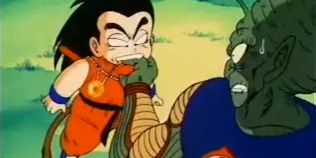 Anime Dragon Ball Kid Goku morde Rei Demônio Piccolo