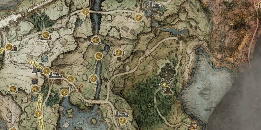 The open world map in Elden Ring