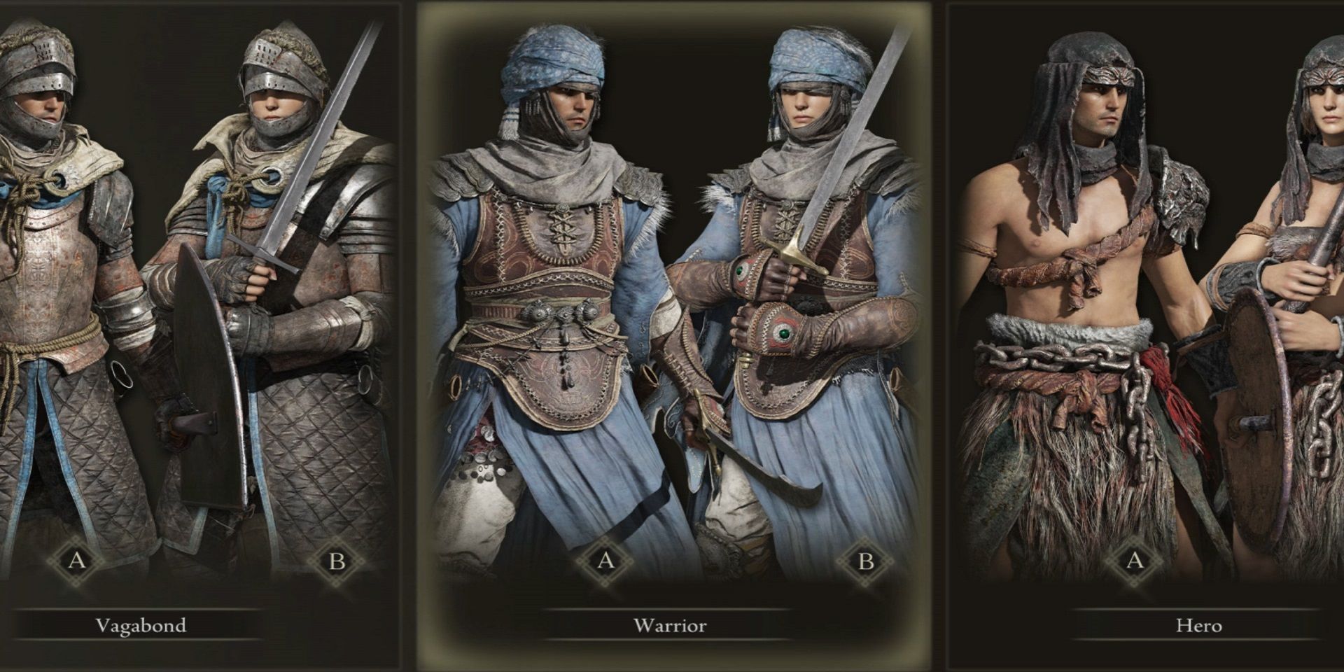 Elden Ring Vagabond, Warrior, and Hero classes