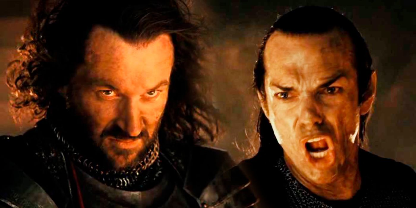 Elrond begs Isildur to destroy the ring in Mount Doom