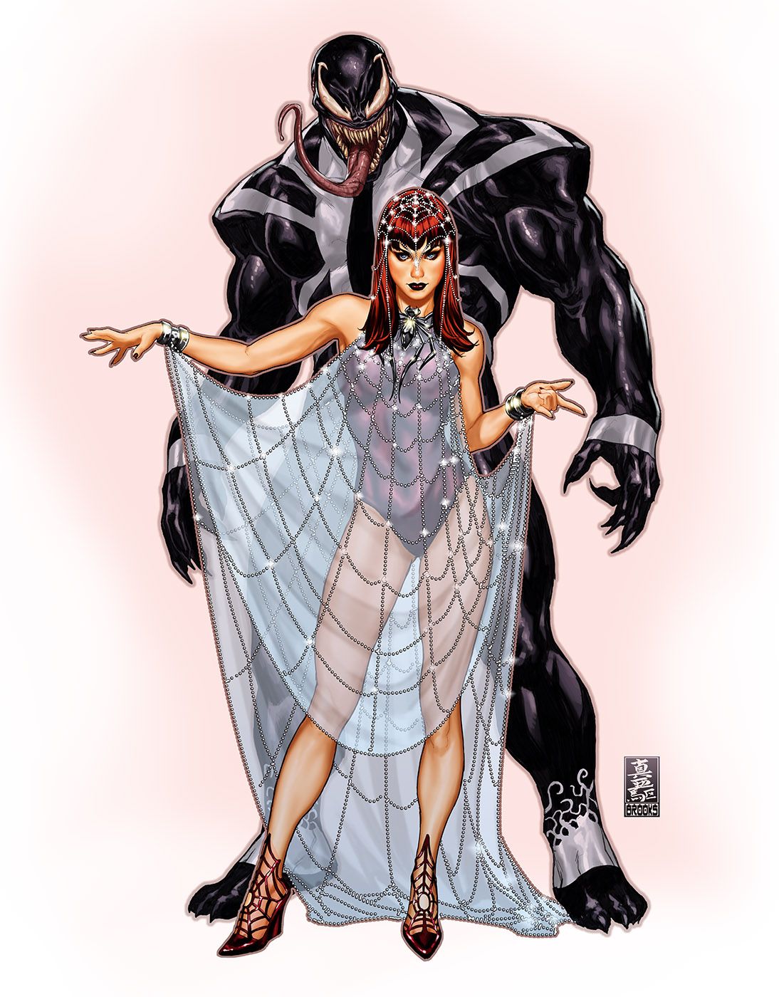 Venom is MJ's date for the X-Men's Hellfire Gala in Mark Brooks' amazing fan art