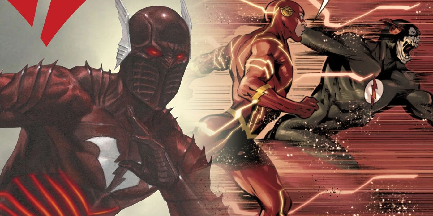 Red Death, The Flash and Black Flash split image
